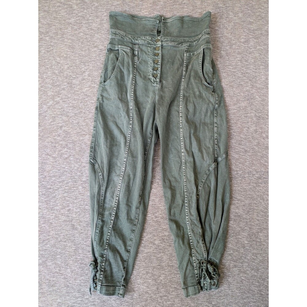 Ulla Johnson Kingston Army Green High Rise Pegged Crop Jeans Size 10 Preppy